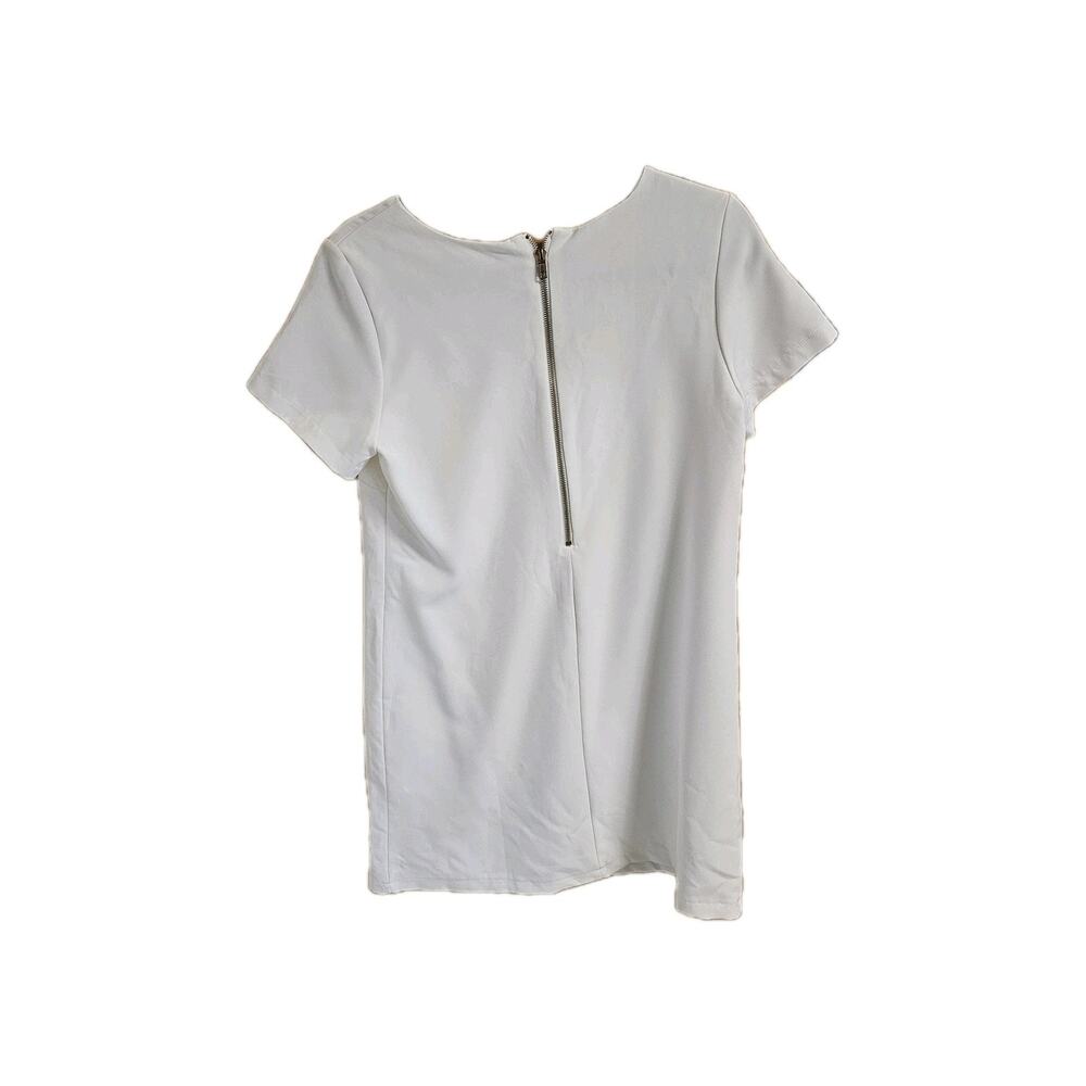 LULUS Shift Chic Ivory Shift Dress Short Sleeve Lined Sz M Minimalist Classy - Picture 5 of 7